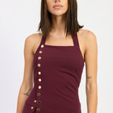 Sweetheart Halter Snap Button Top - cherry, womens top collection