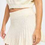 Pleated Knit Skirt - Cream, Women's Skirts Collection