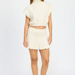 Pleated Knit Skirt - Cream, Women's Skirts Collection