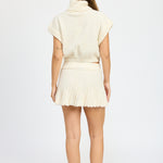 Pleated Knit Skirt - Cream, Women's Skirts Collection