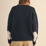 Sweater With Square Patch Detail - blue, womens sweater collection