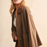 Suede Button Front Jacket - brown, womens jacket collection