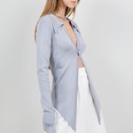 Knit Open Sweater With Button Closure - Grey, Women's Tops Collection