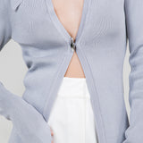 Knit Open Sweater With Button Closure - Grey, Women's Tops Collection
