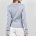 Knit Open Sweater With Button Closure - Grey, Women's Tops Collection