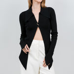 Knit Open Sweater With Button Closure - Black, Women's Tops Collection