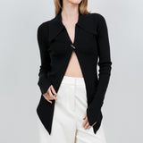 Knit Open Sweater With Button Closure - Black, Women's Tops Collection
