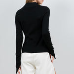Knit Open Sweater With Button Closure - Black, Women's Tops Collection