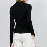 Knit Open Sweater With Button Closure - Black, Women's Tops Collection