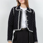 Tweed Affect Button Down Jacket - Black Multi, Women's Jackets Collection