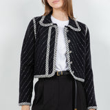 Tweed Affect Button Down Jacket - Black Multi, Women's Jackets Collection