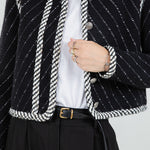 Tweed Affect Button Down Jacket - Black Multi, Women's Jackets Collection