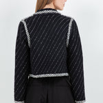 Tweed Affect Button Down Jacket - Black Multi, Women's Jackets Collection