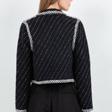 Tweed Affect Button Down Jacket - Black Multi, Women's Jackets Collection