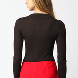 Sweater Button Down Bodysuit - brown (sheer), womens bodysuit collection