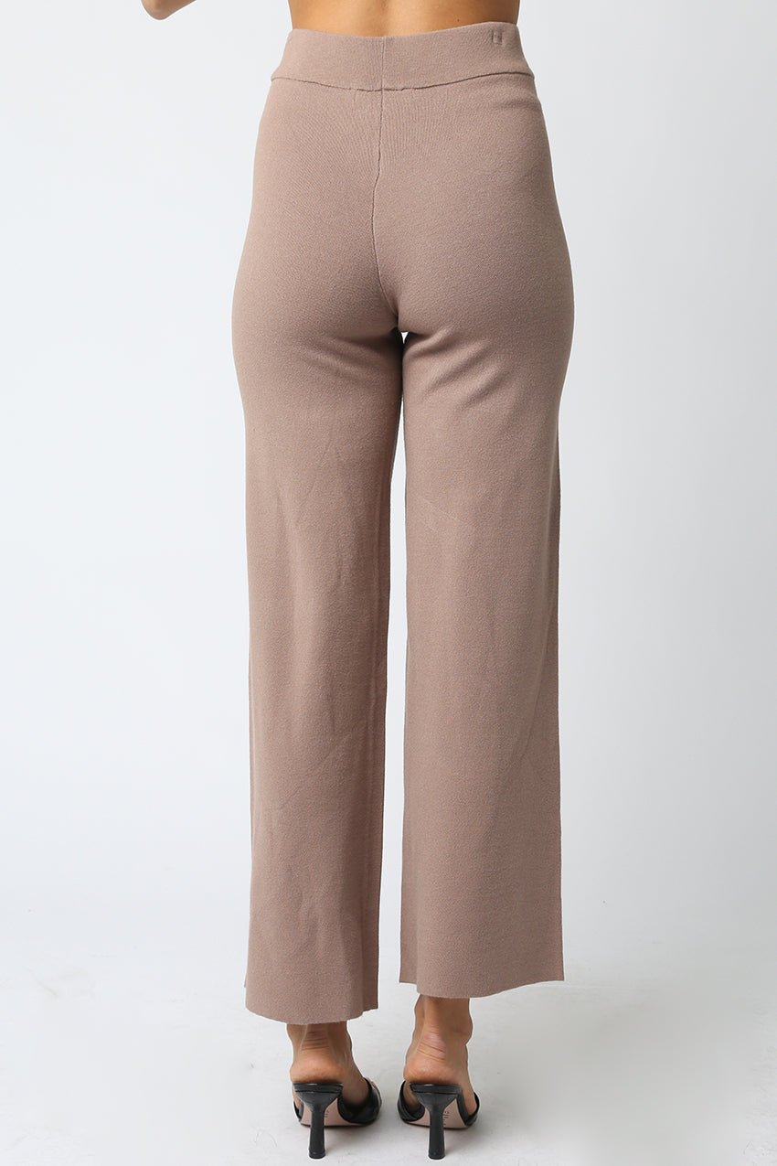 Vest Top With Wide Leg Pant Set - taupe, womens matching set collection