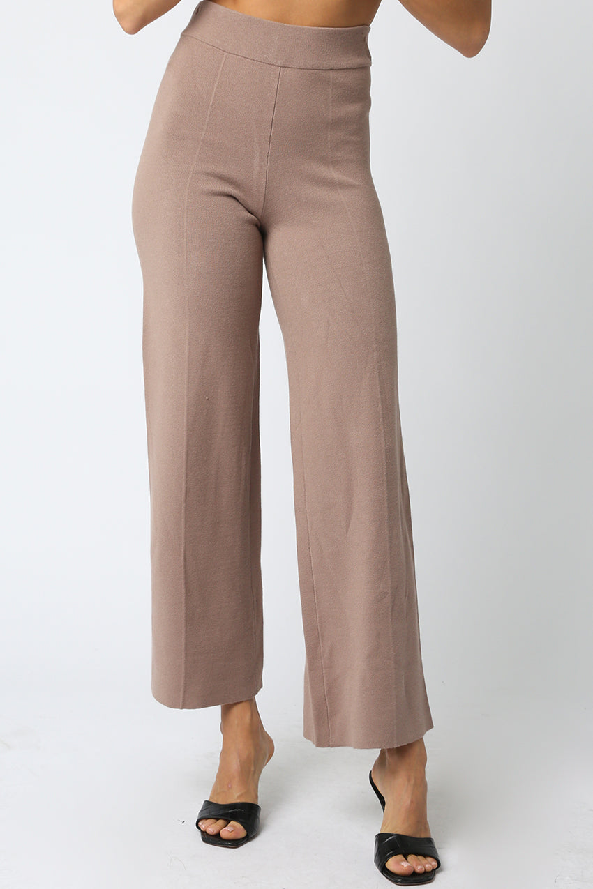 Vest Top With Wide Leg Pant Set - taupe, womens matching set collection