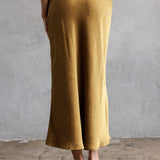 Leopard Print Midi Skirt - mustard, womens skirt collection