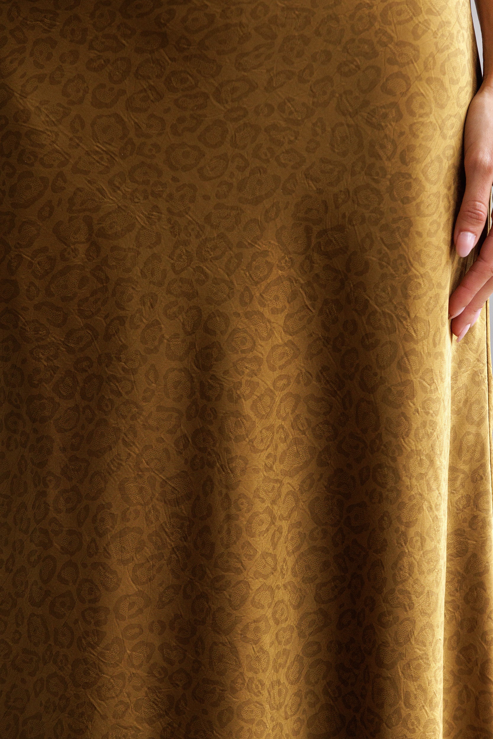 Leopard Print Midi Skirt - mustard, womens skirt collection