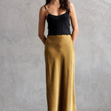 Leopard Print Midi Skirt - mustard, womens skirt collection
