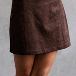 Suede Mini Skirt - Chocolate, Women's Skirts Collection