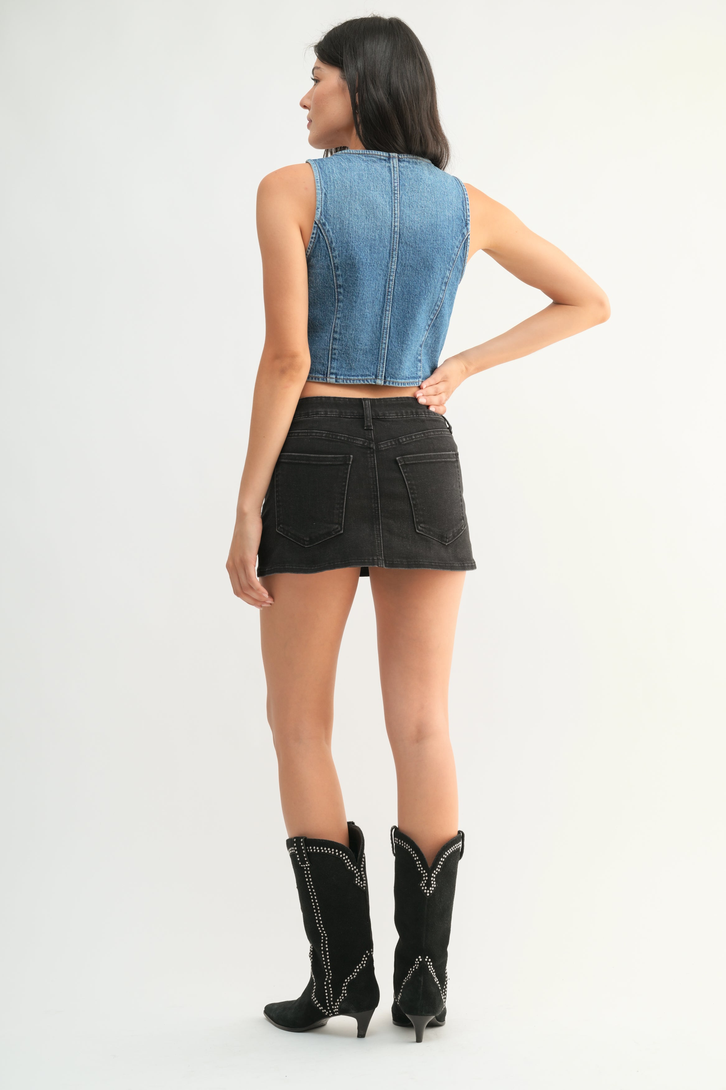 Just Black - Denim Skort - washed black, womens skort collection