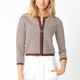 Striped Cropped Cardigan - brown/cream, womens cardigan collection