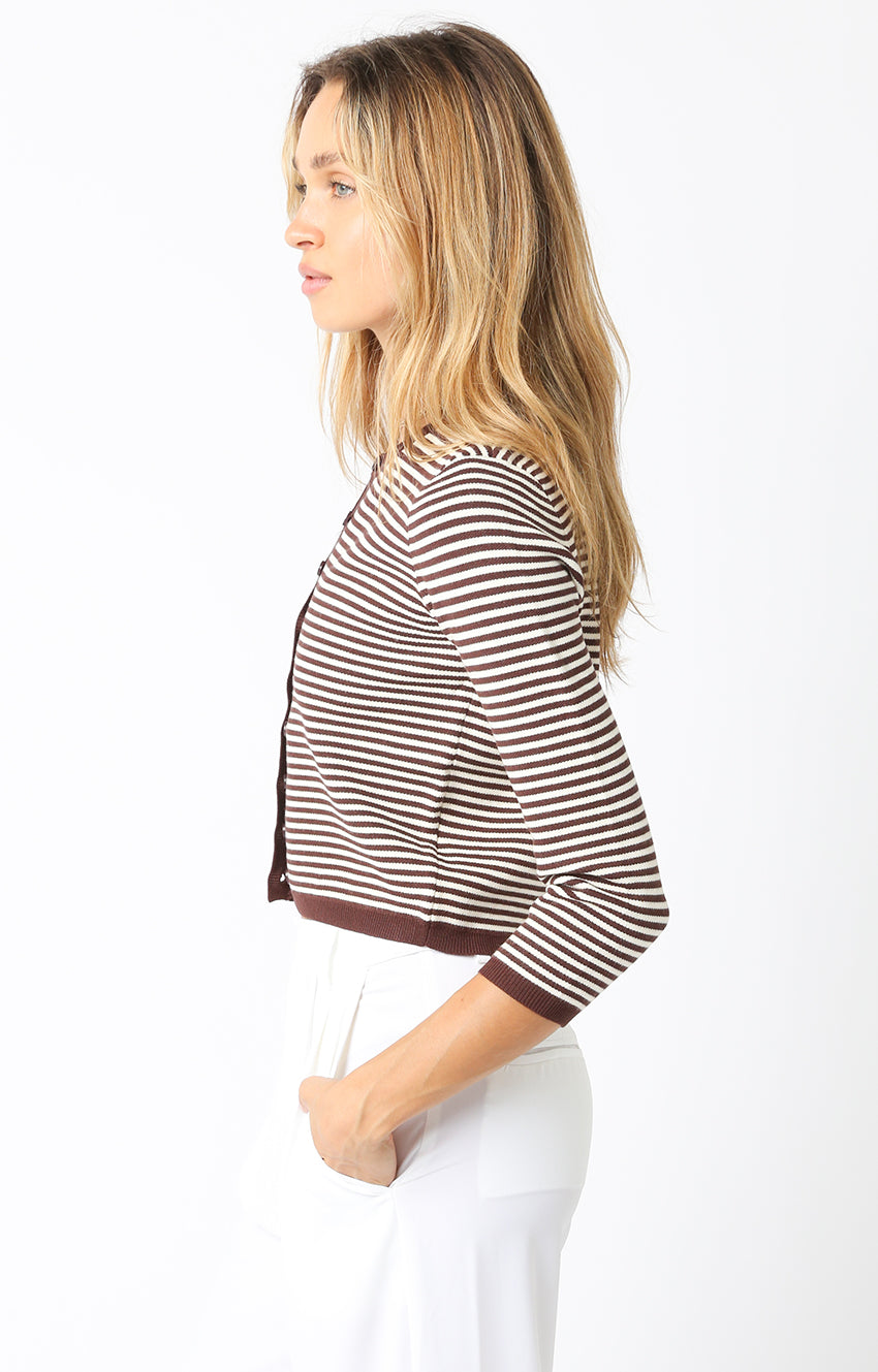 Striped Cropped Cardigan - brown/cream, womens cardigan collection