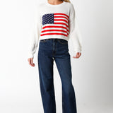 American Flag Sweater - Off White, Women's Sweater Collection