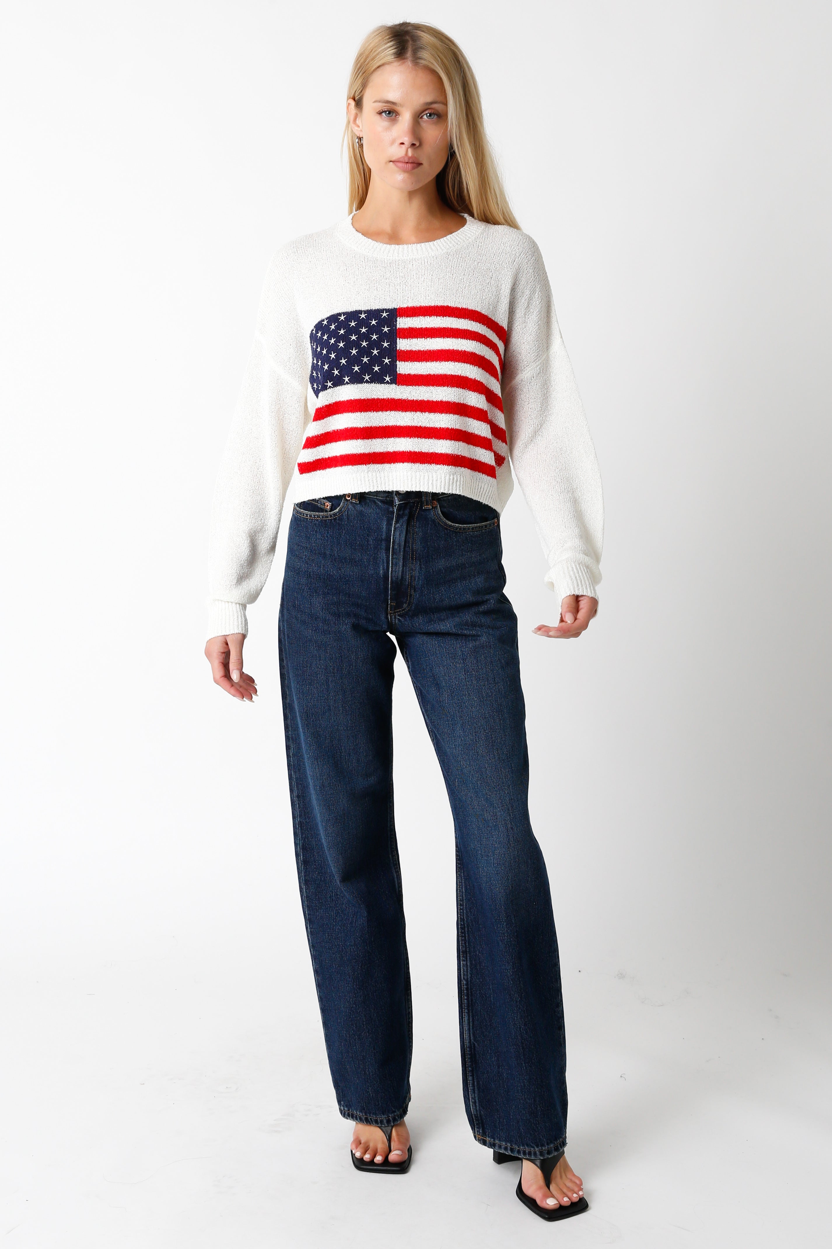 American Flag Sweater - Off White, Women's Sweater Collection