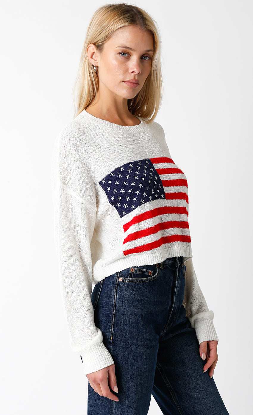 American Flag Sweater - Off White, Women's Sweater Collection