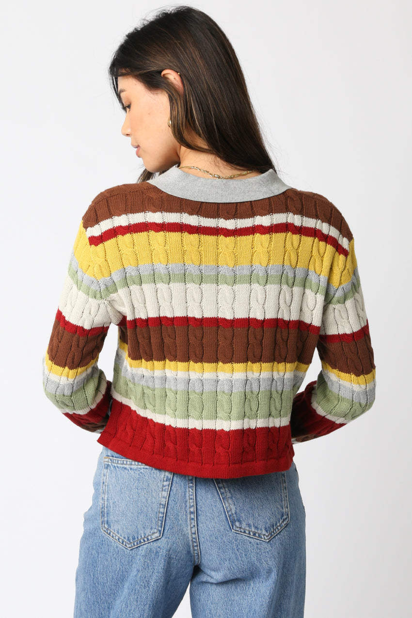 Stripe Collar Sweater - multi striped, womens sweater collection