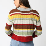 Stripe Collar Sweater - multi striped, womens sweater collection
