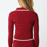 Button Front Top With Contrast Collar