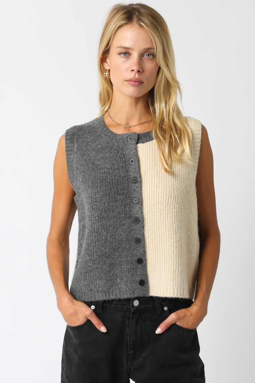 Color Block Knit Button Sweater Vest – Ruby and Jenna