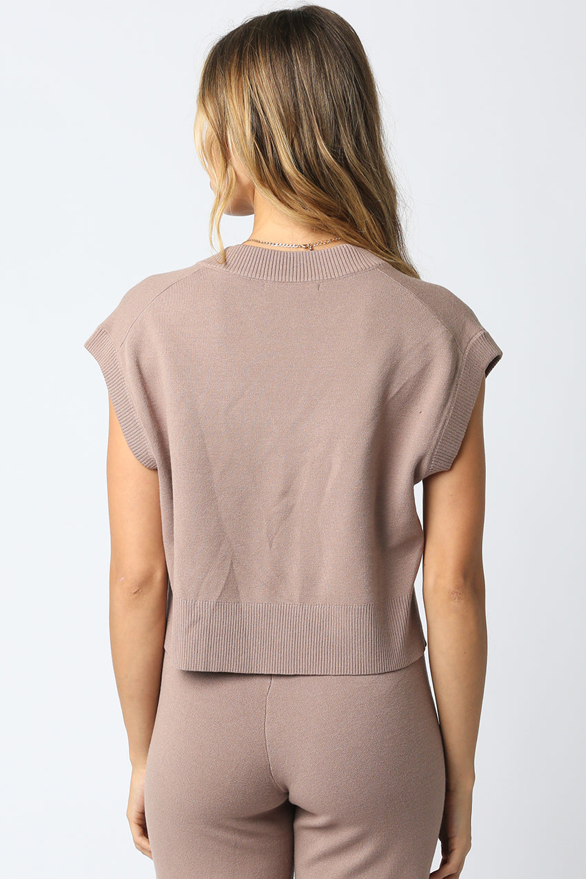 Vest Top With Wide Leg Pant Set - taupe, womens matching set collection