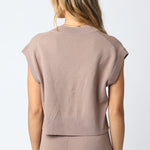 Vest Top With Wide Leg Pant Set - taupe, womens matching set collection