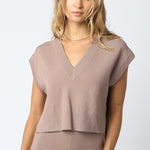 Vest Top With Wide Leg Pant Set - taupe, womens matching set collection