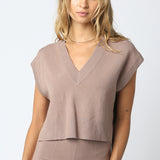 Vest Top With Wide Leg Pant Set - taupe, womens matching set collection