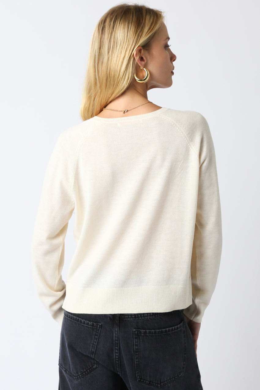 Light Crew Neck Sweater - cream, womens sweater collection