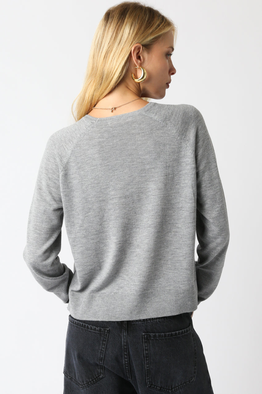 Light Crew Neck Sweater - grey, womens sweater collection