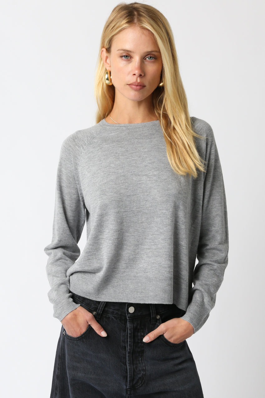 Light Crew Neck Sweater - grey, womens sweater collection