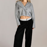 Hooded Knit Blazer - grey, women's blazer collection