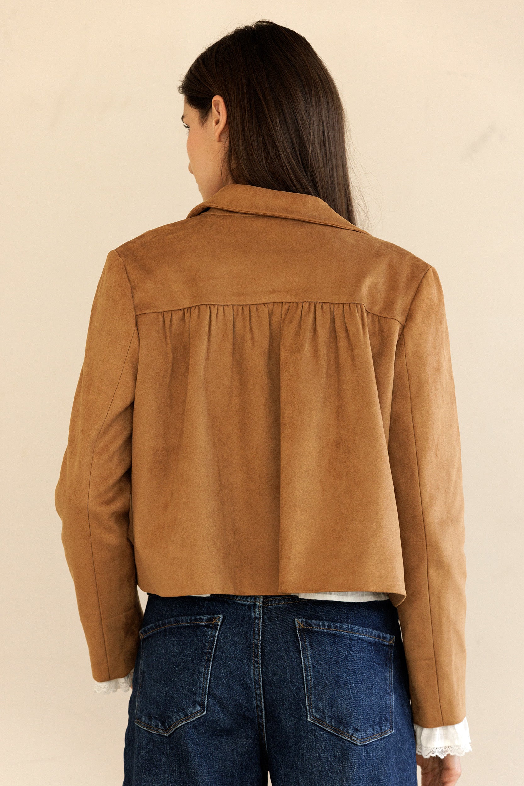 Faux Suede Button Front Jacket - Camel, Women's Jackets Collection