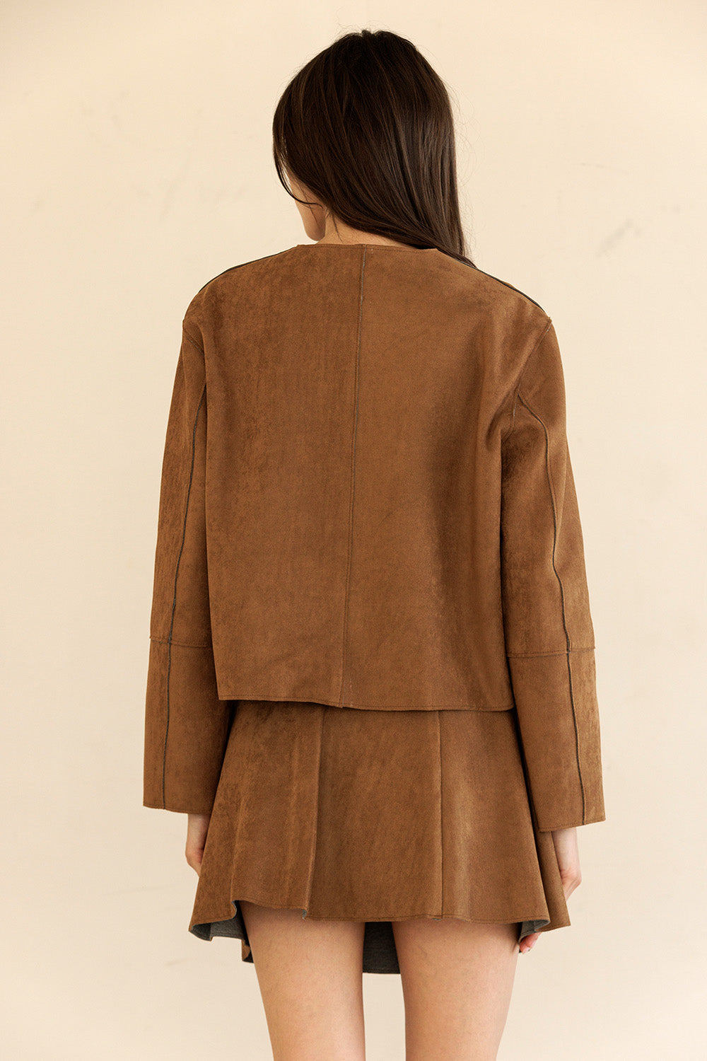 Faux Suede Button Down Jacket - Brown, Women's Jackets Collection