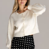Cardigan With Pearl Buttons - cream, womens cardigan collection