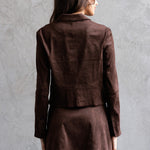 Suede Detail Jacket - Chocolate, Women's Tops Collection