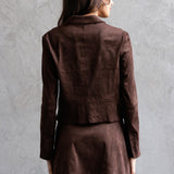 Suede Detail Jacket - Chocolate, Women's Tops Collection