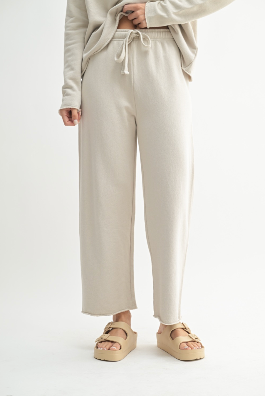 Malibu Wide Leg Fleece Pant - Light Grey, Women's Lounge/matching set Collection