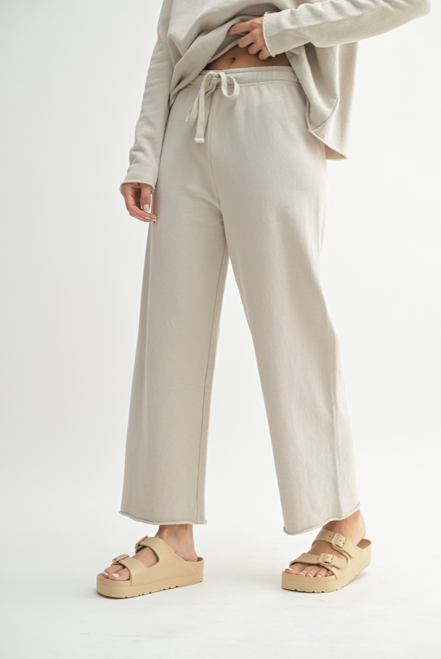 Malibu Wide Leg Fleece Pant - Light Grey, Women's Lounge/matching set Collection